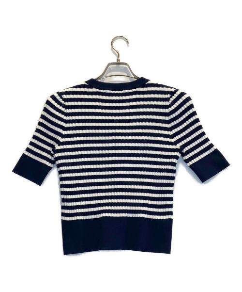 Loulou Willoughby（ルルウィルビー）Loulou Willoughby (ルルウィルビー) ボーダーカーディガン ホワイト×ブルー サイズ:2の古着・服飾アイテム