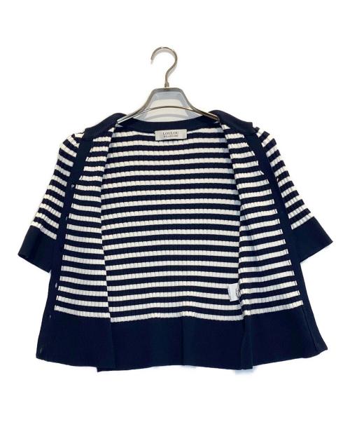 Loulou Willoughby（ルルウィルビー）Loulou Willoughby (ルルウィルビー) ボーダーカーディガン ホワイト×ブルー サイズ:2の古着・服飾アイテム