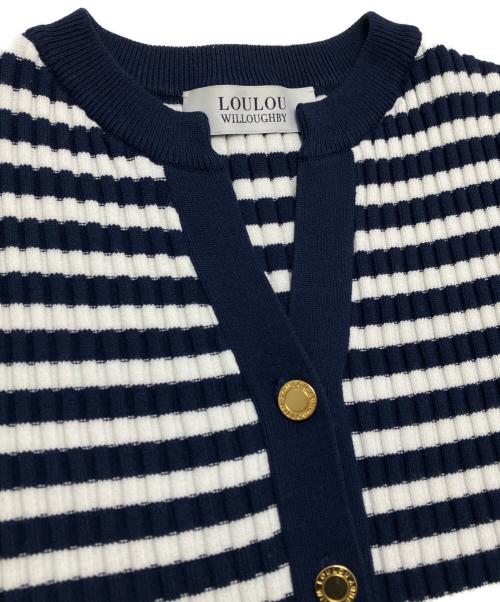 Loulou Willoughby（ルルウィルビー）Loulou Willoughby (ルルウィルビー) ボーダーカーディガン ホワイト×ブルー サイズ:2の古着・服飾アイテム