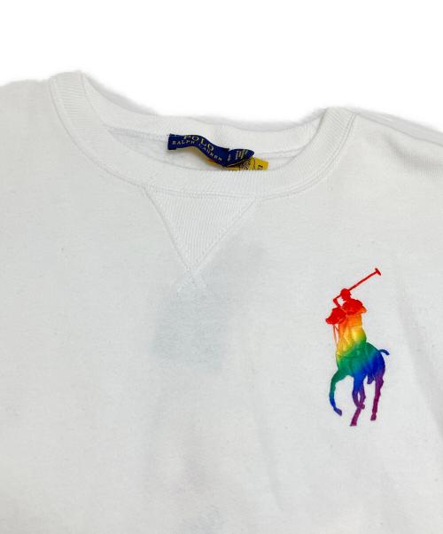 POLO RALPH LAUREN（ポロ・ラルフローレン）POLO RALPH LAUREN (ポロ・ラルフローレン) レインボーポニー スウェット ホワイト サイズ:Ⅼ 未使用品の古着・服飾アイテム