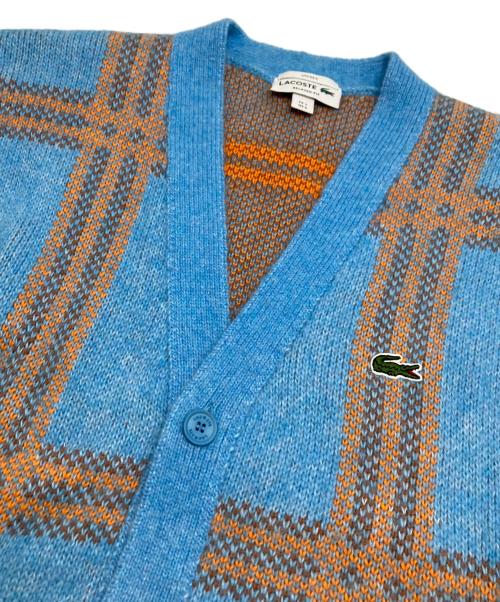 LACOSTE（ラコステ）LACOSTE (ラコステ) ビッグタータンチェックジャカードVネックカーディガン ブルー サイズ:Sの古着・服飾アイテム
