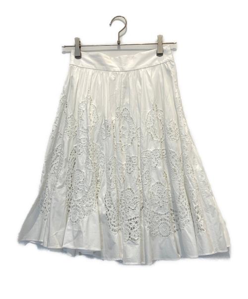 DOLCE & GABBANA（ドルチェ＆ガッバーナ）DOLCE & GABBANA (ドルチェ＆ガッバーナ) レーススカート ホワイト サイズ:36の古着・服飾アイテム