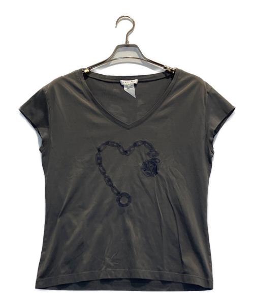 CELINE（セリーヌ）CELINE (セリーヌ) ハート型チェーンプリントTシャツ グレー サイズ:XLの古着・服飾アイテム