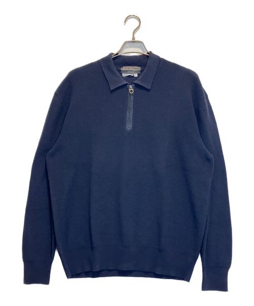 Salvatore Ferragamo（サルヴァトーレ フェラガモ）Salvatore Ferragamo (サルヴァトーレ フェラガモ) ハーフジップニット ネイビー サイズ:Lの古着・服飾アイテム