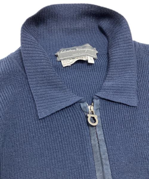Salvatore Ferragamo（サルヴァトーレ フェラガモ）Salvatore Ferragamo (サルヴァトーレ フェラガモ) ハーフジップニット ネイビー サイズ:Lの古着・服飾アイテム