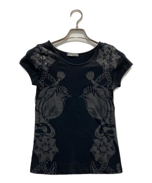 ISSEY MIYAKE（イッセイミヤケ）ISSEY MIYAKE (イッセイミヤケ) 花柄プリントカットソー ブラック サイズ:2の古着・服飾アイテム