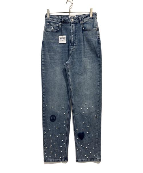 MOSCHINO JEANS（モスキーノジーンズ）MOSCHINO JEANS (モスキーノジーンズ) パールトリムジーンズ インディゴ サイズ:27の古着・服飾アイテム