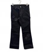 MINDSEEKER×Dickiesマインドシーカー×ディッキーズ）の古着「Iron Cross Patch Flare Carpenter Pants」｜ブラック
