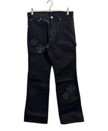 MINDSEEKER×Dickies（マインドシーカー×ディッキーズ）の古着「Iron Cross Patch Flare Carpenter Pants」｜ブラック