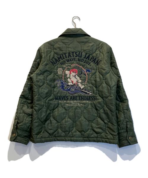 波達（ナミタツ）波達 (ナミタツ) 刺繍キルティングジャケット グリーン サイズ:Lの古着・服飾アイテム