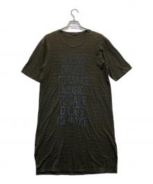 LAD MUSICIAN（ラッドミュージシャン）の古着「ボーダー柄プリントロング丈Tシャツ」｜ブラウン