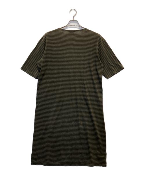 LAD MUSICIAN（ラッドミュージシャン）LAD MUSICIAN (ラッドミュージシャン) ボーダー柄プリントロング丈Tシャツ ブラウン サイズ:44の古着・服飾アイテム