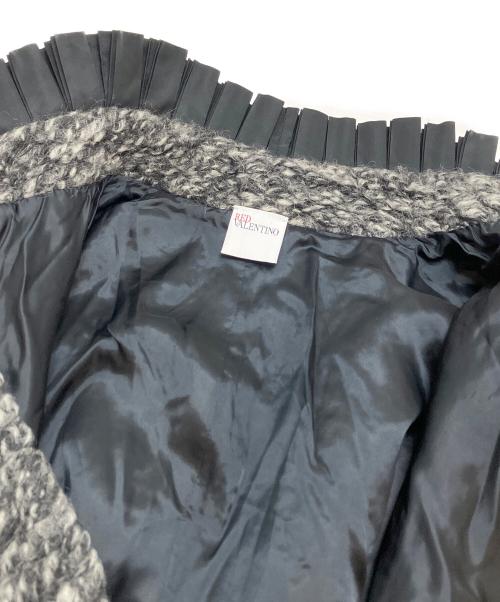 RED VALENTINO（レッドヴァレンティノ）RED VALENTINO (レッドヴァレンティノ) モヘア切替ケープコート グレー サイズ:USA4(S〜Mサイズ相当)の古着・服飾アイテム