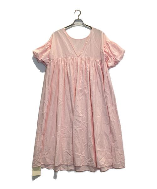 Sea Room lynn（シールームリン）Sea Room lynn (シールームリン) Cottonギャザーパフスリーブドレス ピンク サイズ:Sの古着・服飾アイテム