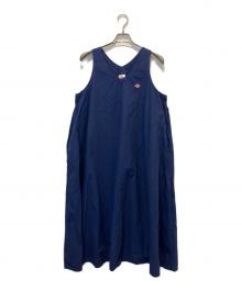 DANTON（ダントン）の古着「HIGH COUNT COTTON V NECK DRESS」｜ブルー
