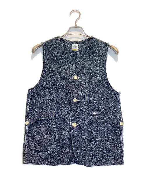 POST O'ALLS（ポストオーバーオールズ）POST O'ALLS (ポストオーバーオールズ) 総柄ベスト ネイビー サイズ:Sの古着・服飾アイテム