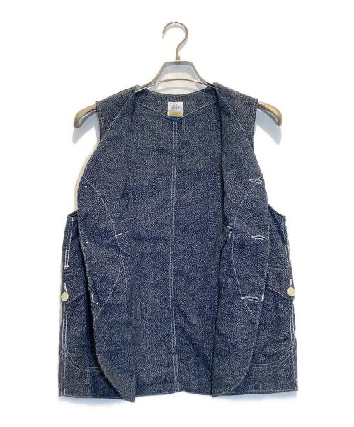 POST O'ALLS（ポストオーバーオールズ）POST O'ALLS (ポストオーバーオールズ) 総柄ベスト ネイビー サイズ:Sの古着・服飾アイテム