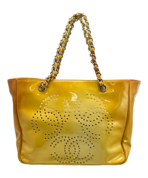 CHANEL（シャネル）CHANEL (シャネル) トリプルココパンチングチェーントートバッグ イエロー サイズ:表記なしの古着・服飾アイテム