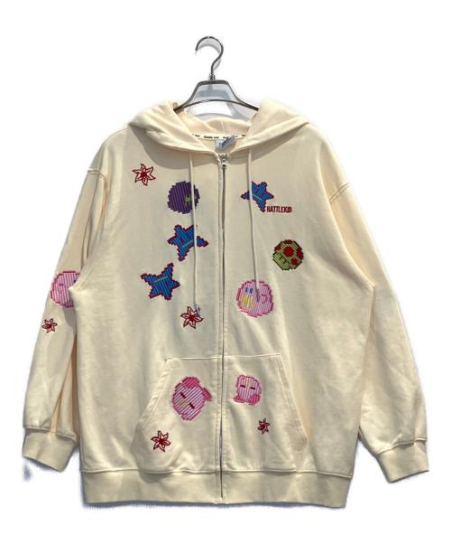 battle kid（バトルキッド）battle kid (バトルキッド) 刺繍ロゴワッペンジップパーカー  アイボリー サイズ:XLの古着・服飾アイテム
