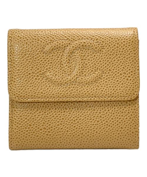 CHANEL（シャネル）CHANEL (シャネル) ココマーク3つ折り財布 ベージュ サイズ:表記なしの古着・服飾アイテム
