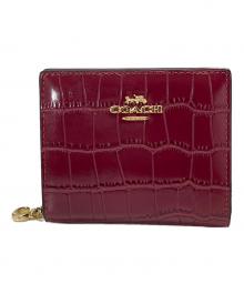 COACH（コーチ）の古着「クロコ型押し2つ折り財布」｜レッド