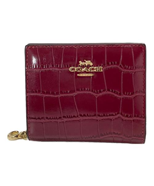 COACH（コーチ）COACH (コーチ) クロコ型押し2つ折り財布 レッド サイズ:表記なしの古着・服飾アイテム