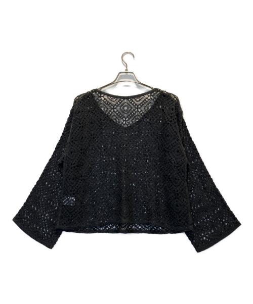 BEARDSLEY（ビアズリー）BEARDSLEY (ビアズリー) リネンレース編みニット ブラック サイズ:Free 未使用品の古着・服飾アイテム