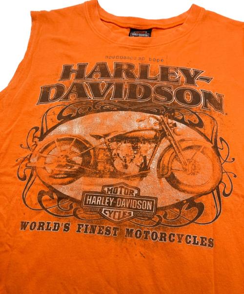 HARLEY-DAVIDSON（ハーレーダビッドソン）HARLEY-DAVIDSON (ハーレーダビッドソン) ノースリーブカットソー オレンジ サイズ:Mの古着・服飾アイテム