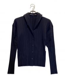 PLEATS PLEASE（プリーツプリーズ）の古着「リーツショールカラージャケット」｜ネイビー