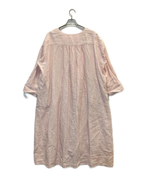 nest Robe（ネストローブ）nest Robe (ネストローブ) サクラ染めリネンフレアーワンピース ピンク サイズ:Fの古着・服飾アイテム