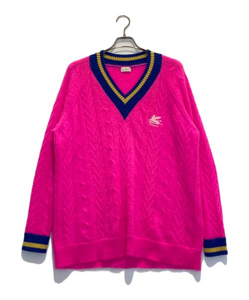 ETRO（エトロ）ETRO (エトロ) オーバーサイズモヘアケーブルニットセーター ピンク サイズ:40(M〜Lサイズ相当)の古着・服飾アイテム