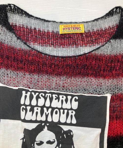 Hysteric Glamour（ヒステリックグラマー）Hysteric Glamour (ヒステリックグラマー) DISCO SUCKSクラッシュ オーバーサイズセーター グレー×レッド サイズ:Freeの古着・服飾アイテム