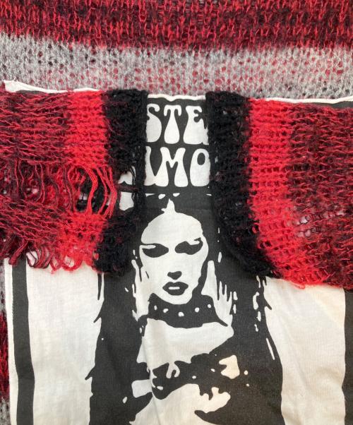 Hysteric Glamour（ヒステリックグラマー）Hysteric Glamour (ヒステリックグラマー) DISCO SUCKSクラッシュ オーバーサイズセーター グレー×レッド サイズ:Freeの古着・服飾アイテム