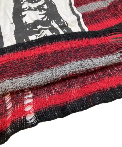 Hysteric Glamour（ヒステリックグラマー）Hysteric Glamour (ヒステリックグラマー) DISCO SUCKSクラッシュ オーバーサイズセーター グレー×レッド サイズ:Freeの古着・服飾アイテム