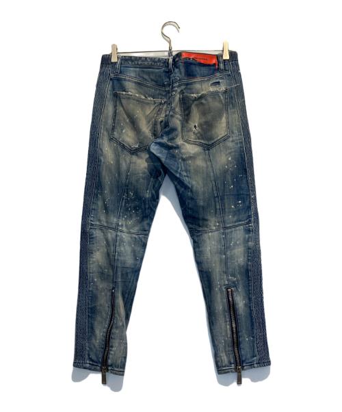DSQUARED2（ディースクエアード）DSQUARED2 (ディースクエアード) ウォッシュバイカーデニムパンツ スカイブルー サイズ:46の古着・服飾アイテム