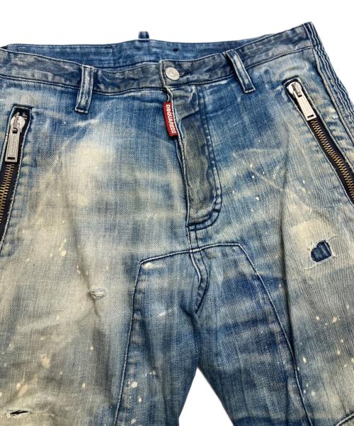 DSQUARED2（ディースクエアード）DSQUARED2 (ディースクエアード) ウォッシュバイカーデニムパンツ スカイブルー サイズ:46の古着・服飾アイテム