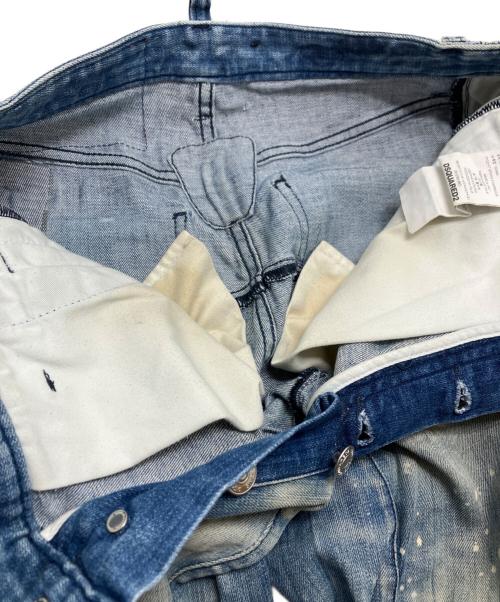 DSQUARED2（ディースクエアード）DSQUARED2 (ディースクエアード) ウォッシュバイカーデニムパンツ スカイブルー サイズ:46の古着・服飾アイテム