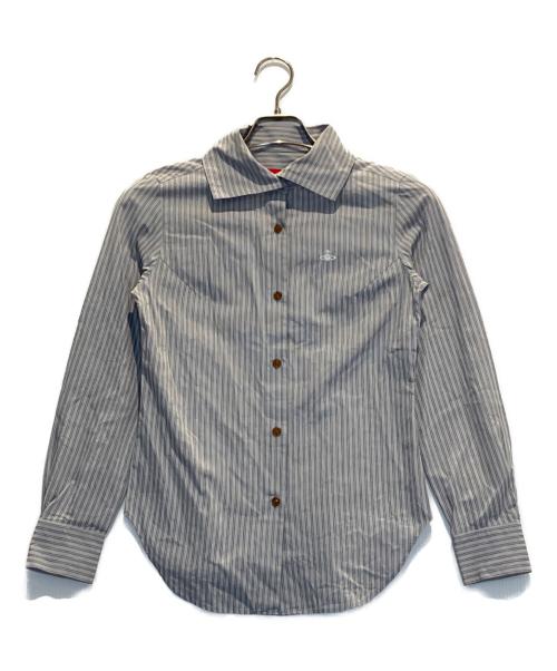 Vivienne Westwood RED LABEL（ヴィヴィアンウエストウッドレッドレーベル）Vivienne Westwood RED LABEL (ヴィヴィアンウエストウッドレッドレーベル) ストライプシャツ グレー サイズ:2の古着・服飾アイテム