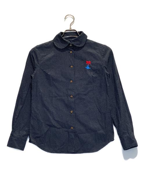 Vivienne Westwood RED LABEL（ヴィヴィアンウエストウッドレッドレーベル）Vivienne Westwood RED LABEL (ヴィヴィアンウエストウッドレッドレーベル) 丸襟ドットシャツ ネイビー サイズ:2の古着・服飾アイテム