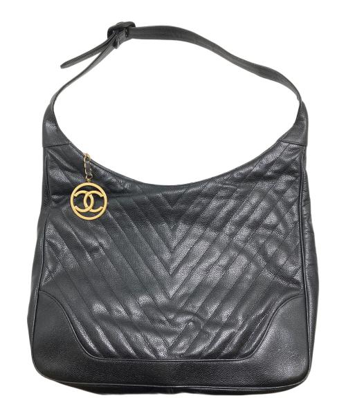 CHANEL（シャネル）CHANEL (シャネル) Vステッチショルダーバッグ ブラックの古着・服飾アイテム