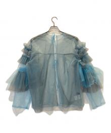 MAISON（メイソン）の古着「Tulle Ruffle Sleeves Tops」｜スカイブルー