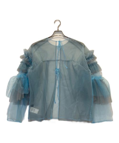 MAISON（メイソン）MAISON (メイソン) Tulle Ruffle Sleeves Tops スカイブルー サイズ:Freeの古着・服飾アイテム