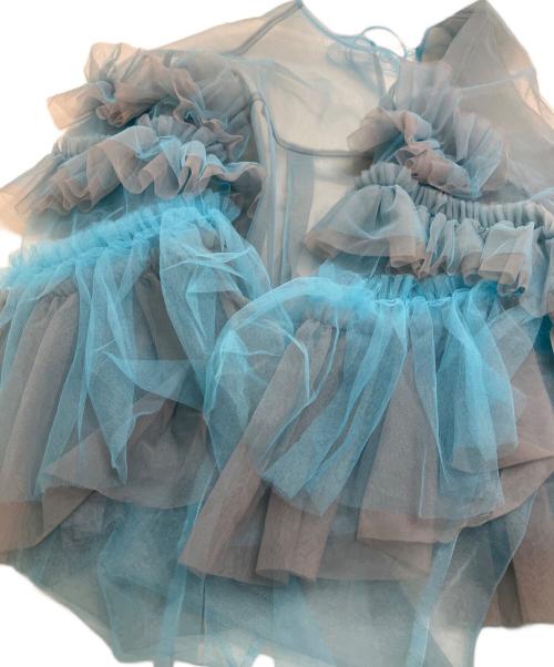 MAISON（メイソン）MAISON (メイソン) Tulle Ruffle Sleeves Tops スカイブルー サイズ:Freeの古着・服飾アイテム