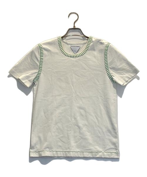 BOTTEGA VENETA（ボッテガベネタ）BOTTEGA VENETA (ボッテガベネタ) オーバーロックステッチデザインTシャツ ホワイト サイズ:XSの古着・服飾アイテム