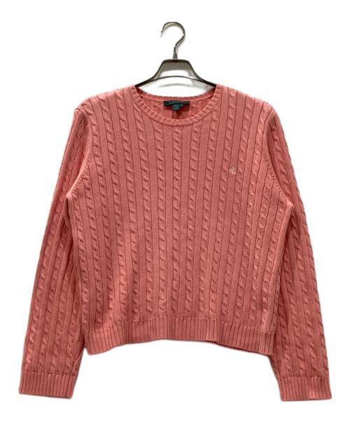 LAUREN RALPH LAUREN（ローレン ラルフ ローレン）LAUREN RALPH LAUREN (ローレン ラルフ ローレン) ケーブルニット ピンク サイズ:XLの古着・服飾アイテム