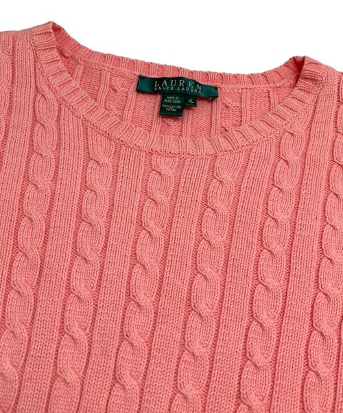 LAUREN RALPH LAUREN（ローレン ラルフ ローレン）LAUREN RALPH LAUREN (ローレン ラルフ ローレン) ケーブルニット ピンク サイズ:XLの古着・服飾アイテム