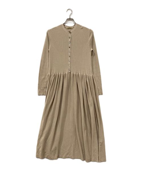 Curensology（カレンソロジー）Curensology (カレンソロジー) ボタンあきギャザーワンピース ベージュ サイズ:FREEの古着・服飾アイテム