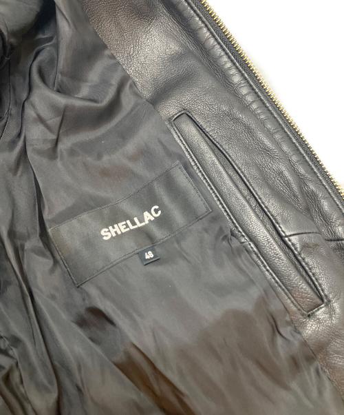 SHELLAC（シェラック）SHELLAC (シェラック) レザージャケット ブラック サイズ:48の古着・服飾アイテム