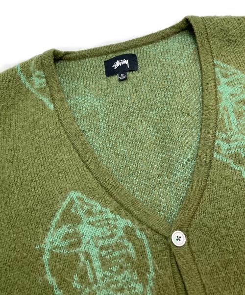stussy（ステューシー）stussy (ステューシー) Mask Mohair Cardigan グリーン サイズ:Mの古着・服飾アイテム