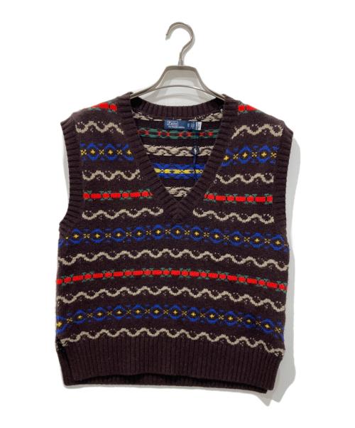 POLO RALPH LAUREN（ポロ・ラルフローレン）POLO RALPH LAUREN (ポロ・ラルフローレン) ニットベスト ブラウン サイズ:XSの古着・服飾アイテム